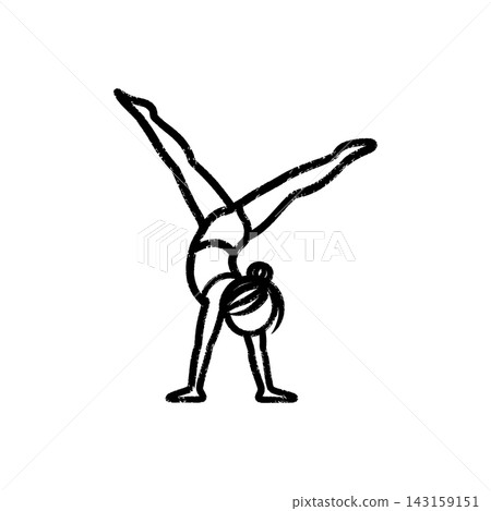 Hand drawn chalk Icon of Girl Doing a Gymnastics Handstand Hand drawn chalk Icon of Girl Doing a Gymnastics Handstand 143159151