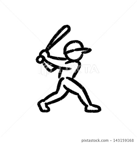 Hand drawn chalk Icon of Boy Batting in Baseball Hand drawn chalk Icon of Boy Batting in Baseball 143159168