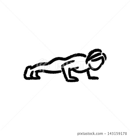 Hand drawn chalk Icon of Person Doing Push-Ups Hand drawn chalk Icon of Person Doing Push-Ups 143159178