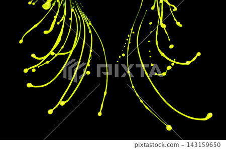 Neon yellow paint erupting in curve wave. Fluorescent yellow liquid water explosion vine over Black background isolated. Bright green paint eruption explode sticky spike Neon yellow paint erupting in curve wave. Fluorescent yellow liquid water explosion vine over Black background isolated. Bright green paint eruption explode sticky spike 143159650