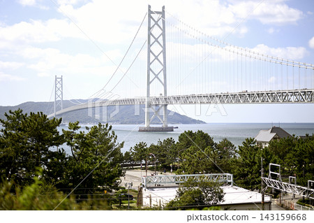 明石海峽大橋,白天景色 明石海峽大橋,白天景色 143159668