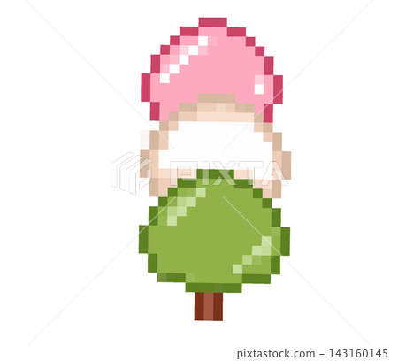 Pixel art hanami dango japanese sweet rice dumpling dessert retro game element sticker print visual graphic clipart artwork design icon element illustration 143160145