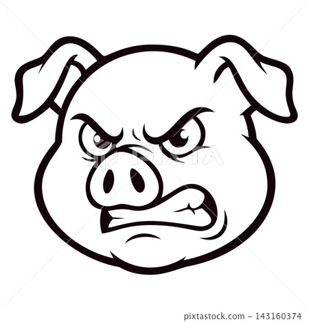 cartoon style pig head mascot logo 143160374