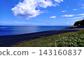 三宅島大久保濱海灘廣闊的黑色沙灘與藍色的大海 143160837