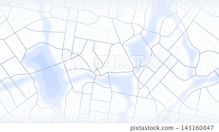 City urban roads and streets abstract map downtown district. Geolocation your location on map with river and grid. Concept of planning and mapping a travel. Flat vector illustration City urban roads and streets abstract map downtown district. Geolocation your location on map with river and grid. Concept of planning and mapping a travel. Flat vector illustration 143160847
