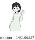 An illustration of a woman waving goodbye with a wistful expression, saying "See you later." 143160887
