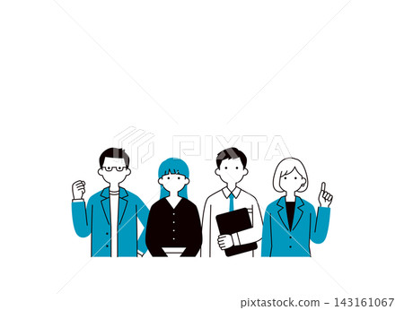 A set of vector illustrations of the upper body of a young, energetic businessman or businesswoman working in an office. A set of vector illustrations of the upper body of a young, energetic businessman or businesswoman working in an office. 143161067