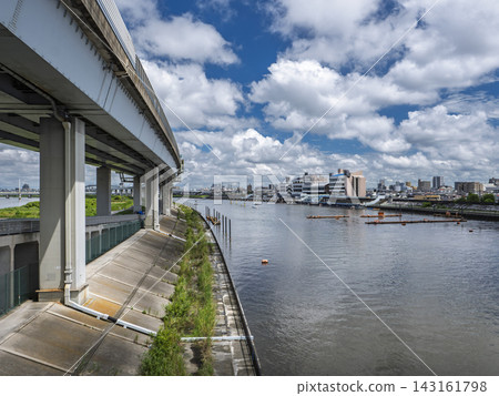 東京江戶川區船堀,東京都道50號,船堀橋的夏日景色 東京江戶川區船堀,東京都道50號,船堀橋的夏日景色 143161798