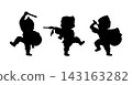 Eisa dance, stylized silhouette, vector illustration, Okinawa 143163282