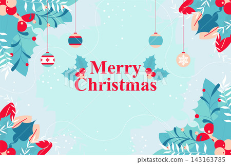 Christmas background with leaves and christmas ball. Vector. Christmas background with leaves and christmas ball. Vector. 143163785