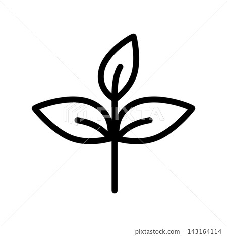 Simple leaf line art icon: Three-leaf clover 02 Simple leaf line art icon: Three-leaf clover 02 143164114