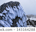The Central Alps during the lingering snow season: Delicate yet resilient feather-like ice structures created by powerful gusts of wind. 143164288