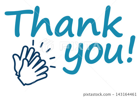 Thank you text and applause icon: Reaction design material for expressing gratitude and thanks. Thank you text and applause icon: Reaction design material for expressing gratitude and thanks. 143164461