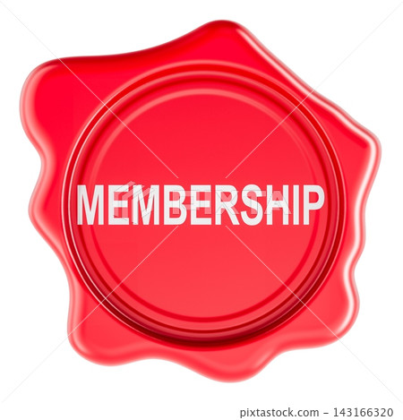 Membership, red wax seal. 3D rendering Membership, red wax seal. 3D rendering 143166320