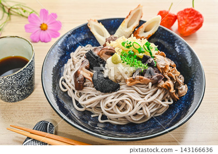 Soba noodles with grated mushrooms Soba noodles with grated mushrooms 143166636