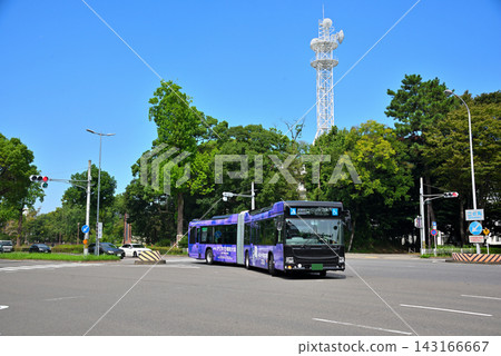 愛知縣:名古屋城市景觀 - 穿過名古屋城二之丸地區的 SRT(超級快速交通)系統。 愛知縣:名古屋城市景觀 - 穿過名古屋城二之丸地區的 SRT(超級快速交通)系統。 143166667