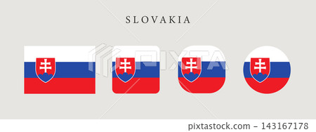 Slovakia national flag set in original proportion and different shapes styles. Official Slovak symbol vector collection 143167178