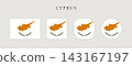 Cyprus national flag set in original proportion and different shapes styles. Official Cypriot symbol vector collection 143167197