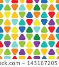 Geometric children seamless pattern with drawing triangles. Bright colorful background texture with vibrant fun repeat shapes and abstract creative kids geometry for modern wrapping paper print 143167205
