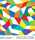 Colorful polygonal seamless pattern vector. Bright children background texture with geometric vibrant crystal shapes and creative abstract stained glass kaleidoscope for modern wrapping paper print 143167206
