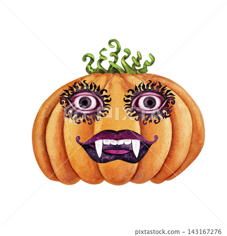 Wild Eyed Vampire Pumpkin Character Wild Eyed Vampire Pumpkin Character 143167276
