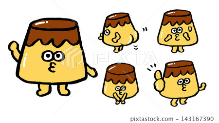 Cute yellow pudding character material Cute yellow pudding character material 143167390