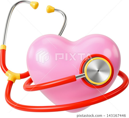 Stethoscope And Pink Heart 3D Render Transparent Png Illustration Stethoscope And Pink Heart 3D Render Transparent Png Illustration 143167446