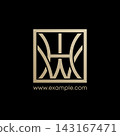Luxury geometric square monogram logo template art with intricate symmetric lines for modern corporate identity, brand, finance, and premium business. 143167471
