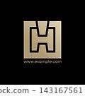 Modern geometric letter H logo template in bold square creative art emblem for premium corporate identity, company branding, technology, and business. 143167561