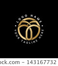 Elegant luxury overlapping circle loop logo template with round emblem frame for modern business identity, corporate branding, finance, and boutique. 143167732