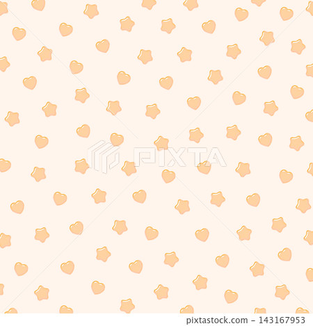 Plump heart and star seamless pattern background on a light orange background. 143167953