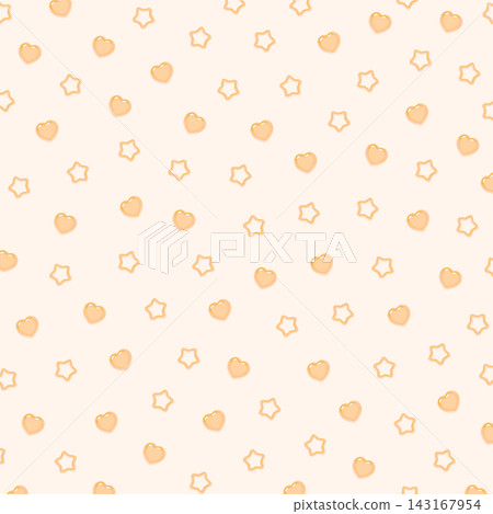 Plump heart and star seamless pattern background on a light orange background. Plump heart and star seamless pattern background on a light orange background. 143167954