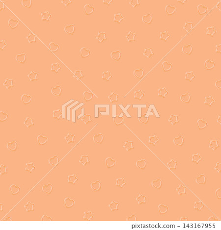 Plump heart and star seamless pattern background on a light orange background. Plump heart and star seamless pattern background on a light orange background. 143167955