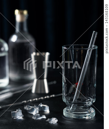 Empty Cocktail Glass Professional Mixology Setup Empty Cocktail Glass Professional Mixology Setup 143168109