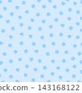 A seamless background with a puffy heart and star pattern on a light blue background. 143168122