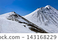 Mount Iwaki with lingering snow, Akakura Route: Mount Iwaki and Mount Iwaki, still bearing the scars of harsh winter, viewed from the ridge of Akakura Goten (16:9) 143168229