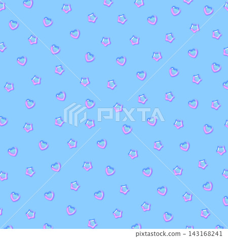 Puffy heart and star seamless pattern background on a white background. Puffy heart and star seamless pattern background on a white background. 143168241