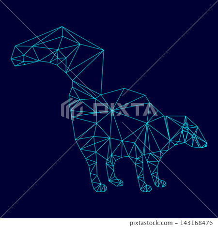 Skunk in low poly triangulation triangulated polygonal electric cyan blue vibrant aqua neon color vector illustration image outline contour line Skunk in low poly triangulation triangulated polygonal electric cyan blue vibrant aqua neon color vector illustration image outline contour line 143168476