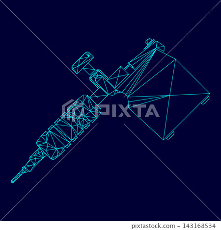 Tattoo machines in low poly triangulation triangulated polygonal electric cyan blue vibrant aqua neon color vector illustration image outline contour line Tattoo machines in low poly triangulation triangulated polygonal electric cyan blue vibrant aqua neon color vector illustration image outline contour line 143168534