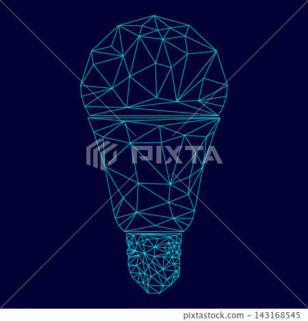 LED lightbulb in low poly triangulation triangulated polygonal electric cyan blue vibrant aqua neon color vector illustration image outline contour line LED lightbulb in low poly triangulation triangulated polygonal electric cyan blue vibrant aqua neon color vector illustration image outline contour line 143168545