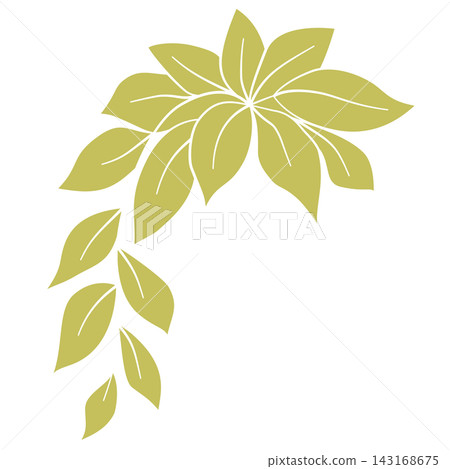 Golden curved leaf branch vine botanical foliage nature frame ornament element sticker print visual graphic clipart artwork design icon illustration 143168675