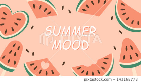 Summer Mood. Pink Watermelon Slices Background. Summer background. 143168778