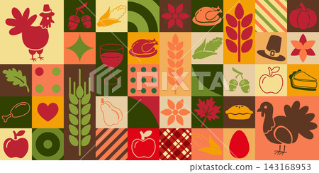 Geometric Thanksgiving holiday pattern. Geometric Thanksgiving holiday pattern. 143168953