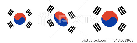 South Korea flags set. Waving flag of South Korea isolaated. Round flag of South Korea isolated in circle shape 143168963