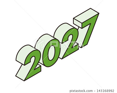 Isometric design 3D 2027 logo, green Isometric design 3D 2027 logo, green 143168992