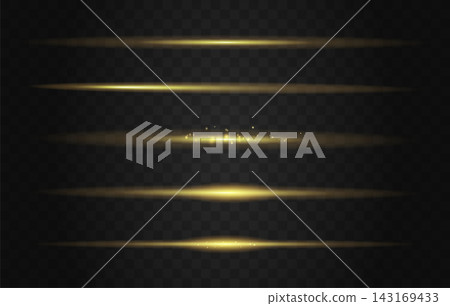 金色線條光暈 - 一組金色線條形狀的光暈和光向量效果。 金色線條光暈 - 一組金色線條形狀的光暈和光向量效果。 143169433