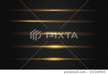 金色線條光暈 - 一組金色線條形狀的光暈和光向量效果。 金色線條光暈 - 一組金色線條形狀的光暈和光向量效果。 143169434