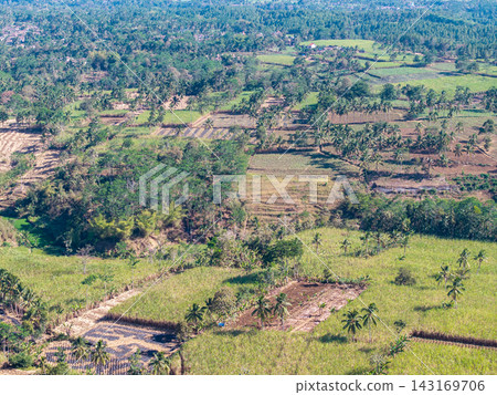 Aerial Agricultural Landscape of Ngajum Tropical Farmland 143169706
