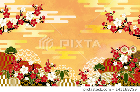 Beautiful Japanese pattern illustration background material Beautiful Japanese pattern illustration background material 143169759