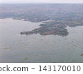Aerial View of Serene Lake Surrounded by Greenery and Farmland 143170010